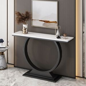 Base de table d'appoint décorée Table basse à dessus arrondi doré Table d'appoint en métal design Maison & Hôtels - Product Image 6