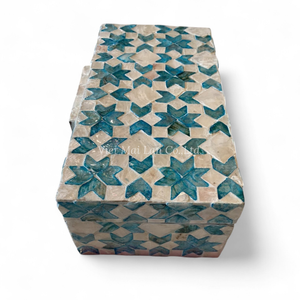 Boîte élégante en nacre, incrustation de coquillages faite à la main, rangement décoratif pour la décoration intérieure de luxe - Product Image 3