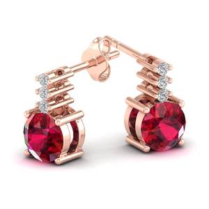 ต่างหูเงินแท้ 925 ราคาโรงงาน REYES ประดับด้วยมอสซาไนต์ทรงกลมเจียระไนแบบบริลเลียนท์ ได้รับการรับรองจาก GRA น้ำหนัก 0.72 กะรัต พร้อมพลอยทับทิม - Product Image 5