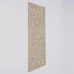 Decoración de Pared Rectangular de Madera con Mandala Floral Tallada a Mano con Trabajo de Espejo - 24X71 Pulgadas - Product Image 3