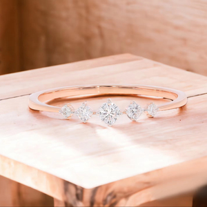 Whimsical 0.14Ct Round Lab Grown Diamond Anillo de 5 piedras en oro rosa de 14K OEM Venta al por mayor Anillo de diamantes de amor personalizable - Product Image 1