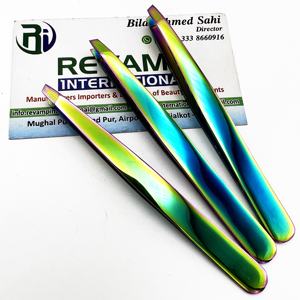 Pinzas profesionales para cejas de acero inoxidable, Punta inclinada sostenible ecológica, multicolor para dar forma a las cejas - Product Image 4