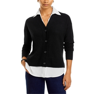 Cardigan in Cashmere con Stampa Floreale C by Bloomingdale's, Maglione Casual Lungo in Lana con Decorazione a Bottoni per Autunno e Inverno, Taglia L - Product Image 1