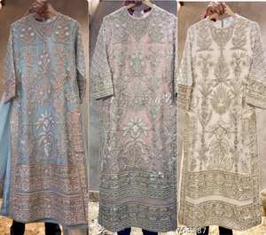 Premium traditionnel Eid Top Plazzo élégant lourd fausse Georgette élégant ensemble de vêtements de fête pour les célébrations festives indien pakistanais - Product Image 5