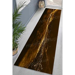 Tapis moderne à motifs imprimés or scintillant noir - Tapis doux de luxe lavable en machine, tapis en chenille - Product Image 2