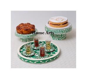 Soporte para Pastel Redondo de Calidad Deluxe, Diseño Moderno, Servidor de Pastel de Madera con Trabajo en Madera de Nácar a Precios Bajos - Product Image 5