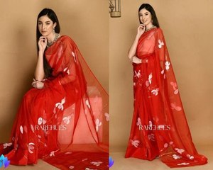 Collection de créateurs indiens et pakistanais nouvelle séquence broderie Georgette Saree Blouse pour femmes pour les mariages et les fêtes en gros - Product Image 2