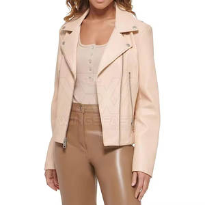 Veste en cuir véritable de logo personnalisé de haute qualité Vêtements de mode Veste en cuir pour femmes - Product Image 5