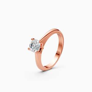 Anillo Solitario Minimalista y Elegante con Diamante Cultivado en Laboratorio, Redondo, de 0.61 Ct, en Oro Amarillo, Blanco y Rosa de 9K - Product Image 1