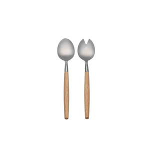 ช้อนส้อมสลัดเหล็กพร้อมด้ามไม้ขัดเงากระจกสำหรับงานแต่งงานอุปกรณ์รับประทานอาหารใช้ในร้านอาหาร - Product Image 5