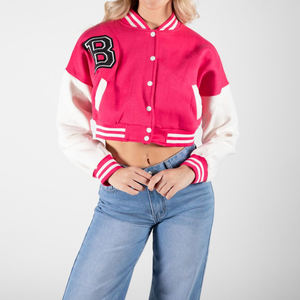 Veste universitaire d'hiver pour femme en laine/polyester ODM avec logo brodé en chenille personnalisé en cuir véritable, design respirant - Product Image 4