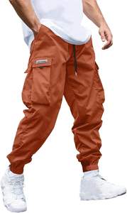 กางเกงคาร์โก้แบบมีเชือกรูดสำหรับผู้ชายกางเกงมีฝาปิดกระเป๋าลายกราฟิกแนวสตรีทแบบปกติทรงตรงพอดีตัว - Product Image 5