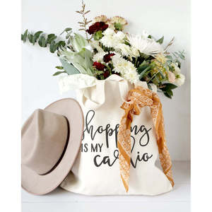 Sac fourre-tout en toile de coton écologique, imprimé par transfert thermique, recyclable, taille moyenne, pour usage quotidien et publicité – « Le shopping est mon cardio» - Product Image 4