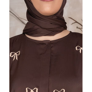 2025 nuevo estilo de Ramadán elegante marrón modesto Abaya mujeres bordado modesto cárdigan XXL Dubai turco modesto Modal poliéster - Product Image 2
