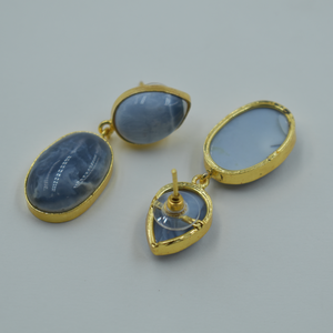 blue <b>opal</b> semi precious stone goldplated brass earing wholesale 18k gold plated semi precious stone <b>stud</b> <b>earrings</b> for women - Product Image 2
