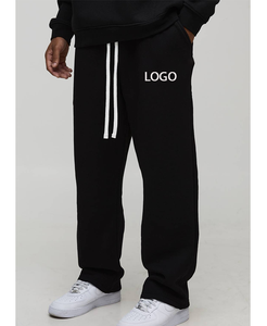 Pantalon de survêtement homme OEM personnalisé à double taille, en pur coton, hiver, décontracté, polyvalent, devant plat, pour fitness et jogging - Product Image 4