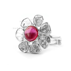 10K/14K แหวนหมั้นเพชรสีทองทับทิม18K ดีไซน์แฟนซีล่าสุด - Product Image 2