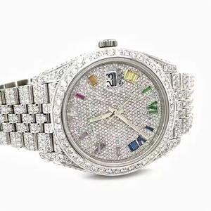 Reloj Mecánico de Lujo con Diamantes Moissanite VVS de 1ct, Certificado por EGL, Estilo Hip Hop, Correa de Acero Inoxidable, Color Rosa - Product Image 1