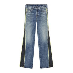 High Quality <b>Mens</b> Casual Baggy <b>Jogger</b> side strap Custom Loose Fit Street Wear <b>Jeans</b> Distressed Washed Denim Solid Pattern Summer - Product Image 3