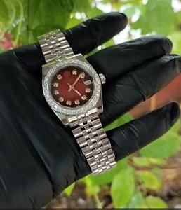 Montres-bracelets automatiques de luxe pour femmes, 31mm, lunette diamantée, calendrier, acier inoxydable, haute qualité, mode mécanique, vente en gros - Product Image 1