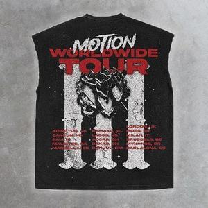 Camiseta sin mangas Motion Worldwide Tour para hombre, 100% algodón, con estampado gráfico, estilo urbano, diseño estampado en la espalda, corte regular, cuello redondo - Product Image 3