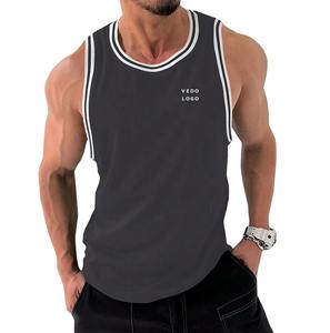 Débardeur de sport pour hommes avec logo personnalisé gilet de course en polyester Fitness Stringer musculation mince entraînement GYM débardeurs - Product Image 1