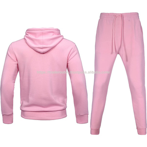 Ensemble de survêtement rose avec capuche pour homme, 2 pièces, survêtement technique, Logo personnalisé, survêtement d'entraînement - Product Image 4