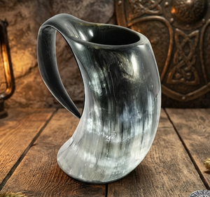 REHMAN CRAFT Handmade Natural Horn Drinking <b>Mug</b> <b>Vintage</b> Rustic Style Large Capacity Beer Tankard Handle Dining Use Uttar Pradesh - Product Image 2