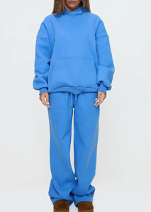 OEM Sudaderas CON CAPUCHA DE LAS MUJERES Traje de sudor de gran tamaño Zip up Sudadera con capucha y pantalones Set Fabricantes de peso pesado Chándal en blanco Mujeres - Product Image 5