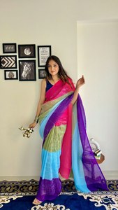 Bollywood Designer Saree con Heavy Sequence Work Crush Shaded Goergette y Crush Blusa para festivales de bodas - Product Image 3