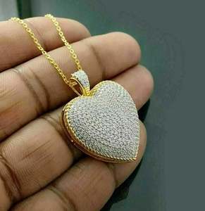 Pendentif en diamant Moissanite, pendentif en argent sterling 925 coupe ronde, magnifique pendentif coeur, collier pendentif en diamant - Product Image 2