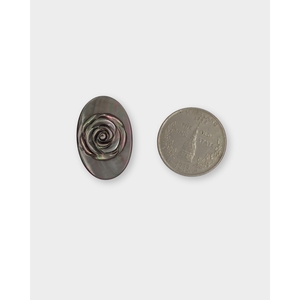 Componente de Joyería con Forma de Flor Ovalada, Madreperla Negra - Product Image 4
