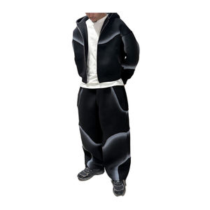 Ensemble de sweat-shirts à capuche vintage à fermeture éclair de haute qualité pour hommes, personnalisés, en molleton 100% coton, lourd, streetwear d'hiver, impression sérigraphique, broderie - Product Image 2