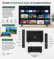 TV Android Smart HD FHD UHD 32-85 Inci 60Hz LED LCD dengan 2 Port USB Logo Kustom Kabinet Hitam untuk Penggunaan Hotel, Rumah & Bisnis