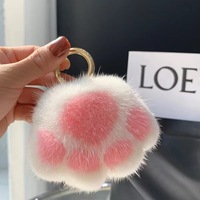 Porte-clés boussole en peluche douce au design de dessin animé Kawaii, pompon en fausse fourrure en forme de patte d'ours 3D, breloque de voiture et pendentif de sac