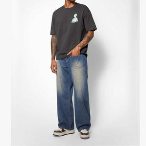 Men <b>Jeans</b> Denim 100% Cotton Streetwear Distressed Oversized Baggy <b>Jeans</b> Male Wide Leg <b>Jeans</b> for <b>Boys</b> - Product Image 5