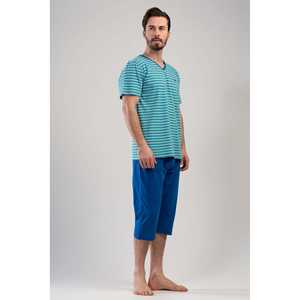 Conjunto de Camiseta de Manga Corta con Cuello en V y Pantalones Capri con Bolsillos para Hombre - Product Image 3