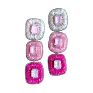 Bijoux de mode cadeau Westers style amour graine perle femmes perles de verre broderie boucles d'oreilles luxe à la main triple dames boucles d'oreilles - Product Image 1