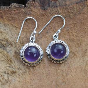 Pendientes clásicos de plata maciza 925, joyería para mujer, Plata de Ley 925, amatista, piedras preciosas, estilo bohemio, pendientes hechos a mano, regalo - Product Image 3