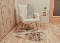 Tapis d'intérieur en peau de mouton islandaise de style scandinave, blanc, à poils longs, pointes de poils teintées, extra épais, adapté aux animaux domestiques, fait main, avec base en cuir