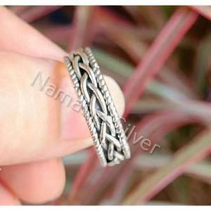 Bague en argent sterling tressée à la main avec nœud celtique pour femme, bague de pouce nœud infini - Product Image 6