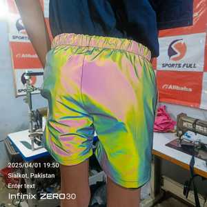 Pantalones Cortos Deportivos de Alta Visibilidad para Hombre, Transpirables, de Secado Rápido, Holgados, Casuales, con Cintura Reflectante de Arcoíris y Cremallera - Product Image 1