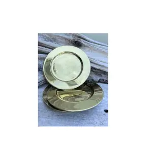 Carregador de bronze dourado placas, espelho de casamento, polimento, placa de carregador de aço inoxidável para jantar e venda quente