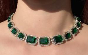 สร้อยคอเพชร MOISSANITE สีมรกตตัดพิเศษ สร้อยคอสวยงาม เครื่องประดับสั่งทําพิเศษ ของขวัญที่ดีที่สุดสําหรับผู้หญิง - Product Image 2