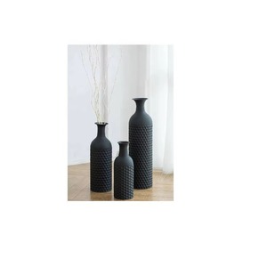 Modern Honeycomb Texture Extra Large Black Metal Floor <b>Vase</b> <b>Set</b> of 3 Modern Metal Table <b>Vase</b> Decorative Floor Standing <b>Vase</b> - Product Image 1