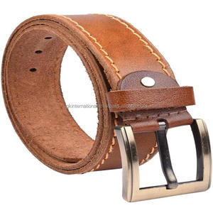 Cinturón informal de cuero a la moda para hombre con costuras en contraste de diseño personalizado, cinturones y accesorios de cuero para hombre de alta calidad - Product Image 6