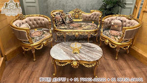 Ensemble de canapé sculpté de Style Rococo doré, canapé de salon en bois de teck de Style italien, ensemble de canapé de 5 places de Style victorien doré - Product Image 4