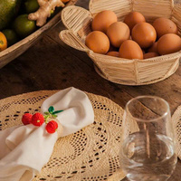Cesto de Fibra Natural com Alça para Guardanapos e Frutas, Cesto Organizador para Casa e Armazenamento