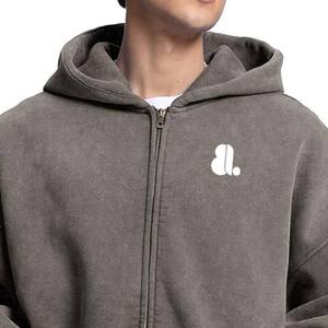 Sudadera con Capucha y Cierre de Cremallera para Hombre, Lavado Ácido, Corte Regular, Felpa, 100% Algodón, Transpirable, Secado Rápido, Servicio OEM - Product Image 6