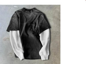 Haute qualité coton lourd hommes Vintage lavage à l'acide T-Shirt à manches longues col rond Street Wear grande taille décontracté imprimé coupe surdimensionnée - Product Image 2